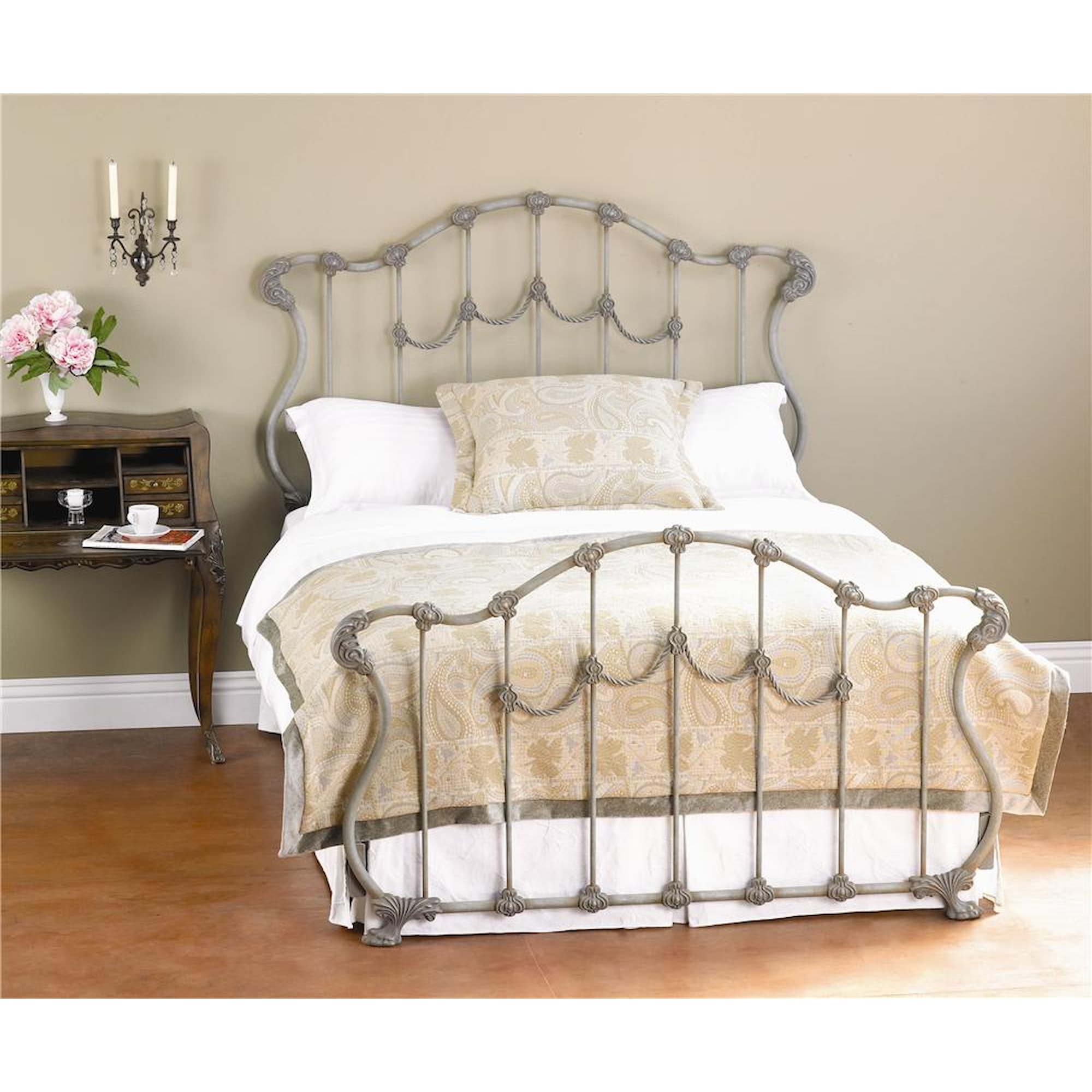 Wesley Allen Iron Beds CB1052Q Queen Complete Hamilton Headboard and